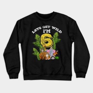 Kids 6 Year Old Zoo Birthday Shirt Safari Jungle Animal Crewneck Sweatshirt